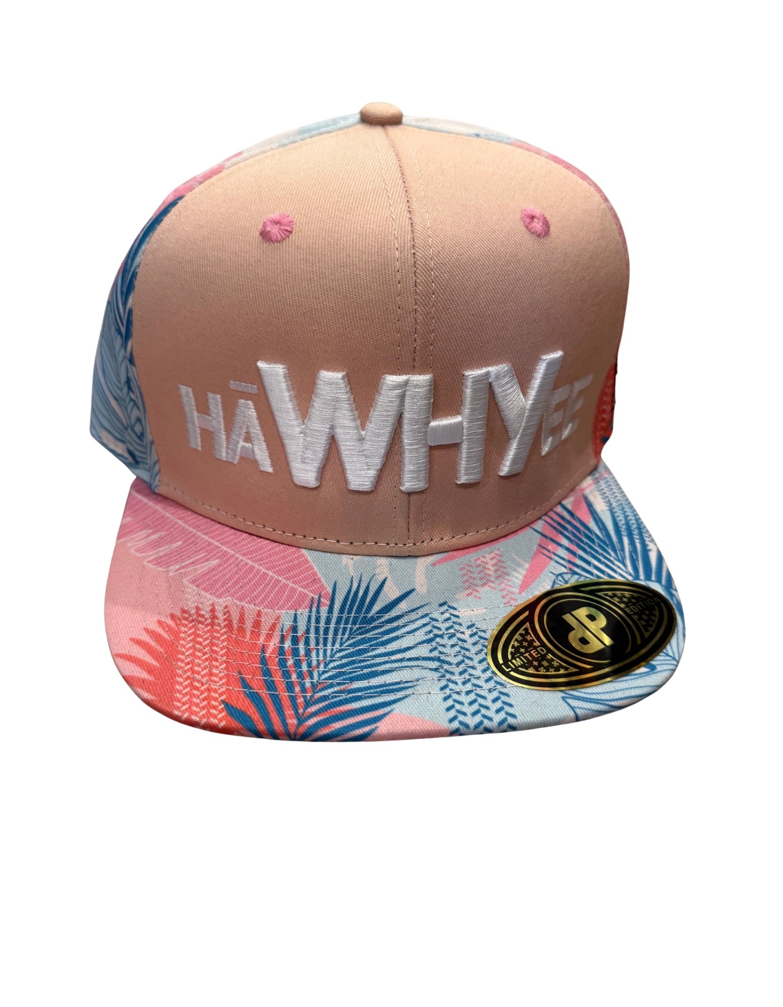 Pink/palm (white stitch) Ha-WHY-ee Hat